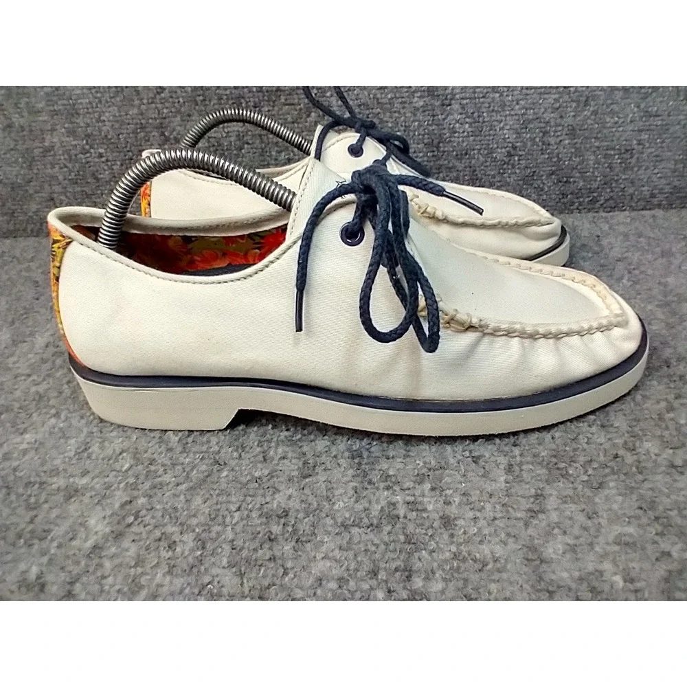 Sperry Top-Sider‎ Mens 9 white Canvas Boat Shoes Floral Heel 1290154Y CH-08